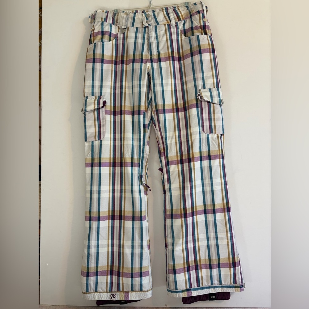 Roxy Multicolor Plaid Cargo Pants - image 1